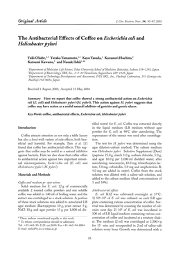The Antibacterial Effects of Coffee on Escherichia Coli and Helicobacter Pylori