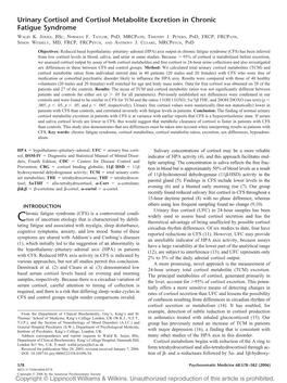 Urinary Cortisol and Cortisol Metabolite Excretion in Chronic Fatigue Syndrome