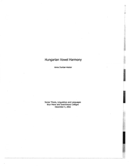 Hungarian Vowel Harmony