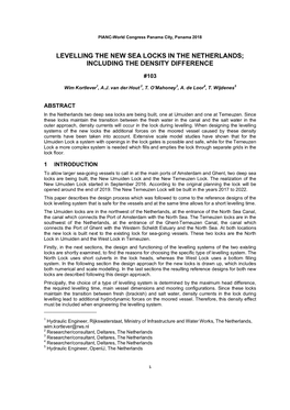Levelling the New Sea Locks in the Netherlands; Including the Density Difference
