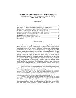 Moving to Higher Ground: Protecting and Relocating Communities in Response to Climate Change