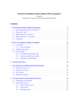 Smooth 4-Manifolds and the Seiberg–Witten Equations Contents