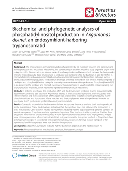 Biochemical and Phylogenetic Analyses of Phosphatidylinositol