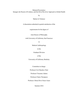 Malarial Proximities: Senegal, the Pursuit of Evidence, and the Silver Revolver Approach to Global Health by Marlee Jo Tichenor