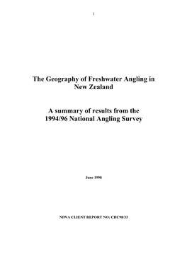 The Geography of Freshwater Angling in New Zealand a Summary Of