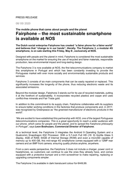 Fairphone – the Most Sustainable Smartphone Is Available at NOS