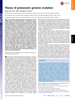 Theory of Prokaryotic Genome Evolution INAUGURAL ARTICLE