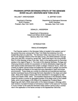 Frasnian (Upper Devonian) Strata of the Genesee River Valley, Western New York State