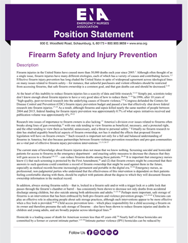 Firearm Safety and Injury Prevention