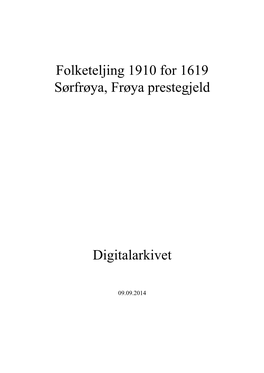 Folketeljing 1910 for 1619 Sørfrøya, Frøya Prestegjeld Digitalarkivet