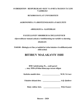 Bitiruv Malakaviy Ishi