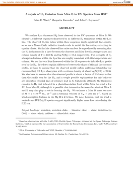 Analysis of H2 Emission from Mira B in UV Spectra from HST1