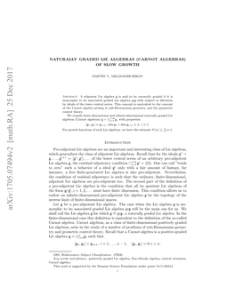 Arxiv:1705.07494V2 [Math.RA] 25 Dec 2017 Hc Eeaie H Ls Fnloetleagba.Rcl Htfor That Recall Algebras