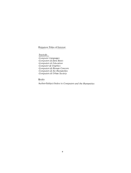Pergamon Titles of Interest Journals Computer Languages Computers