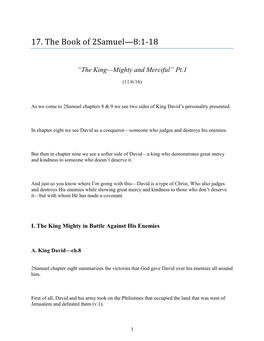 17. the Book of 2Samuel—8:1-18