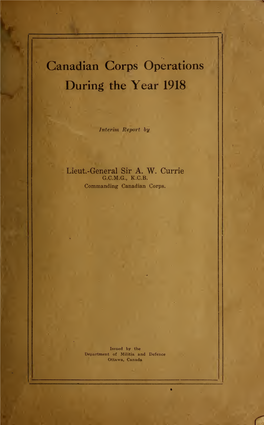 Canadian Corps Operations During the Year 1918