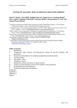 Growing M. Truncatula: Choice of Substrates and Growth Conditions