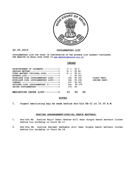 22.05.2015 Mediation Cause List