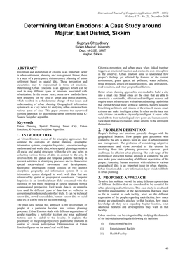 Determining Urban Emotions: a Case Study Around Majitar, East District, Sikkim