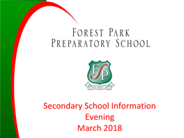 Secondary School Information Evening March 2018
