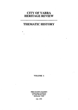 City of Yarra Heritage Review Thematic History