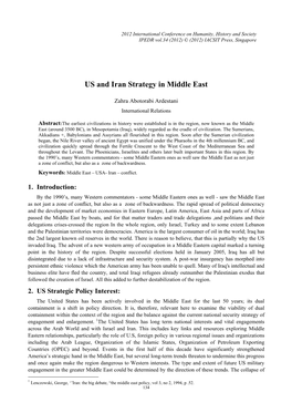 US and Iran Strategy in Middle East