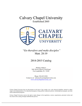 Calvary Chapel University Established 2005