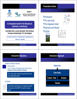 Introduction the Case Study the Integrated Model Scenarios and Results Outlook