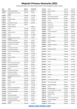 Majestic Princess Itineraries 2021 Cruise Ship Itinerary for Crew Members with Arrival and Departure Times in Ports