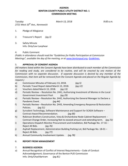 Agenda Benton County Public Utility District No. 1 Commission Meeting