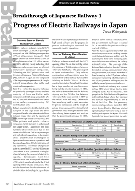 Progress of Electric Railways in Japan Teruo Kobayashi