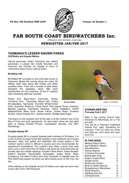 FAR SOUTH COAST BIRDWATCHERS Inc. Affiliated with Birdlife Australia