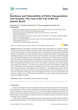 Resilience and Vulnerability of Public Transportation Fare Systems: the Case of the City of Rio De Janeiro, Brazil