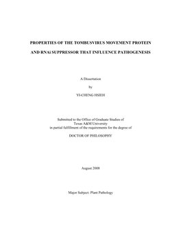 Properties of the Tombusvirus Movement Protein