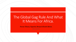 The Global Gag Rule and What It Means for Africa