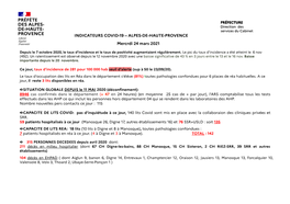 INDICATEURS COVID-19 -- ALPES-DE-HAUTE-PROVENCE Mercrdi 24 Mars 2021