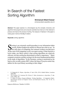 In Search of the Fastest Sorting Algorithm