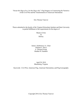 “Swear This Flag to Live, for This Flag to Die”: Flag Imagery in Constructing the Narrative of the Civil War and the Transformation of American Nationalism