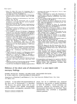 Deletion of the Short Arm of Chromosome 3: a Case Report with on September 30, 2021 by Guest