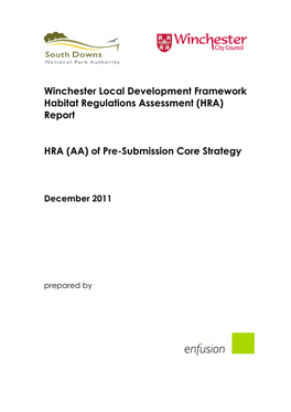 Habitat Regulations Assessement (HRA) Pre-Submission Core Strategy