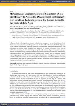 Mineralogical Characterization of Slags from Oiola Site (Biscay)