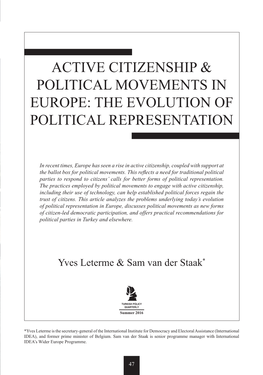 Active Citizenship & Political Movements in Europe: The