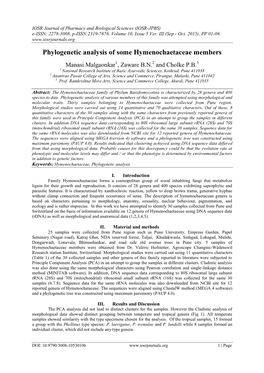 Phylogenetic Analysis of Some Hymenochaetaceae Members