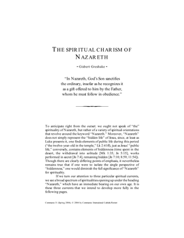 The Spiritual Charism of Nazareth