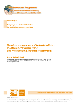 Translators, Interpreters and Cultural Mediators in Late Medieval Eastern Iberia and Western Islamic Diplomatic Relationships