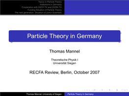 Particle Theory in Germany