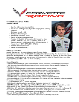 Corvette Racing Driver Profile: Antonio Garcia