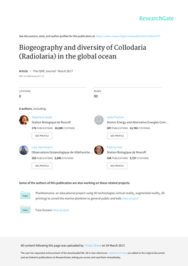 Biogeography and Diversity of Collodaria (Radiolaria) in the Global Ocean