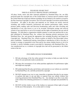 PLEASE BE AWARE THAT THIS PLAY IS FULLY PROTECTED by COPYRIGHT All Plays, Books, Music and Other Materials Published by Heartland Plays, Inc