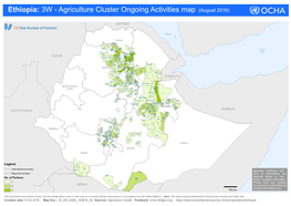 Ethiopia: 3W - Agriculture Cluster Ongoing Activities Map (August 2016)